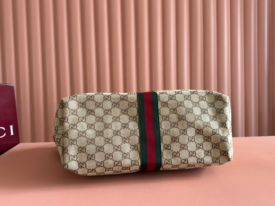 Gucci Giglio Large Tote Bag 60 in Beige and Dark Brown Canvas