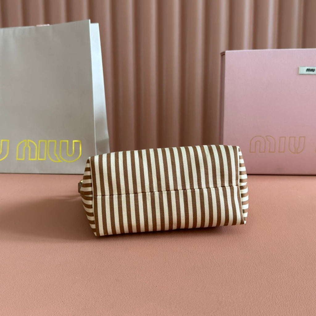 Hobo Bag 25 Striped with Logo in Canvas Gold Hardware
