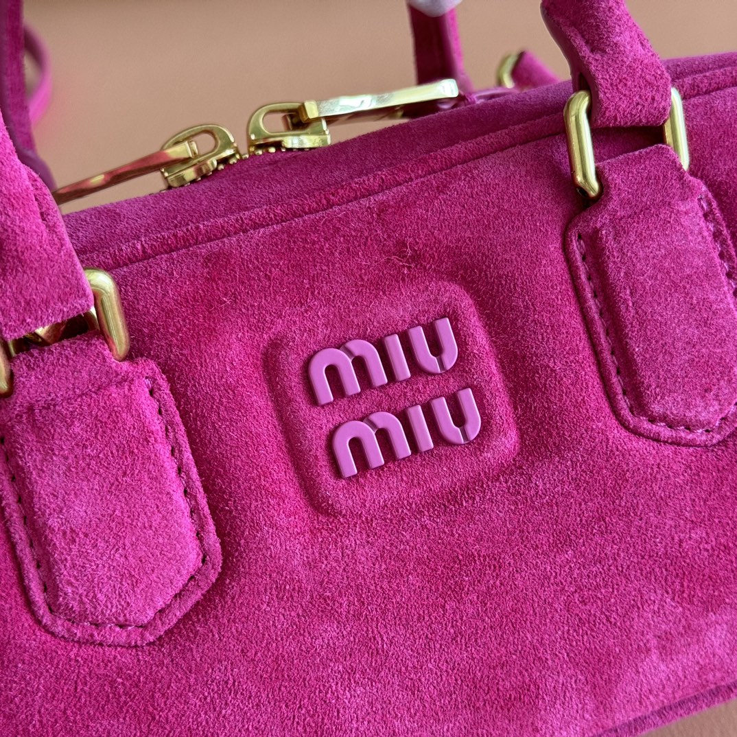 Arcadie Bag 22 in Fuchsia Suede Gold Hardware