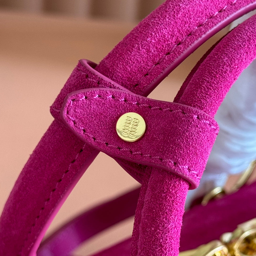 Arcadie Bag 27 in Fuchsia Suede Gold Hardware