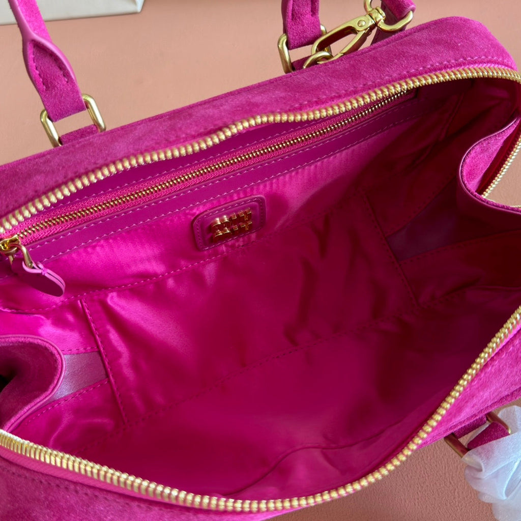 Arcadie Bag 27 in Fuchsia Suede Gold Hardware
