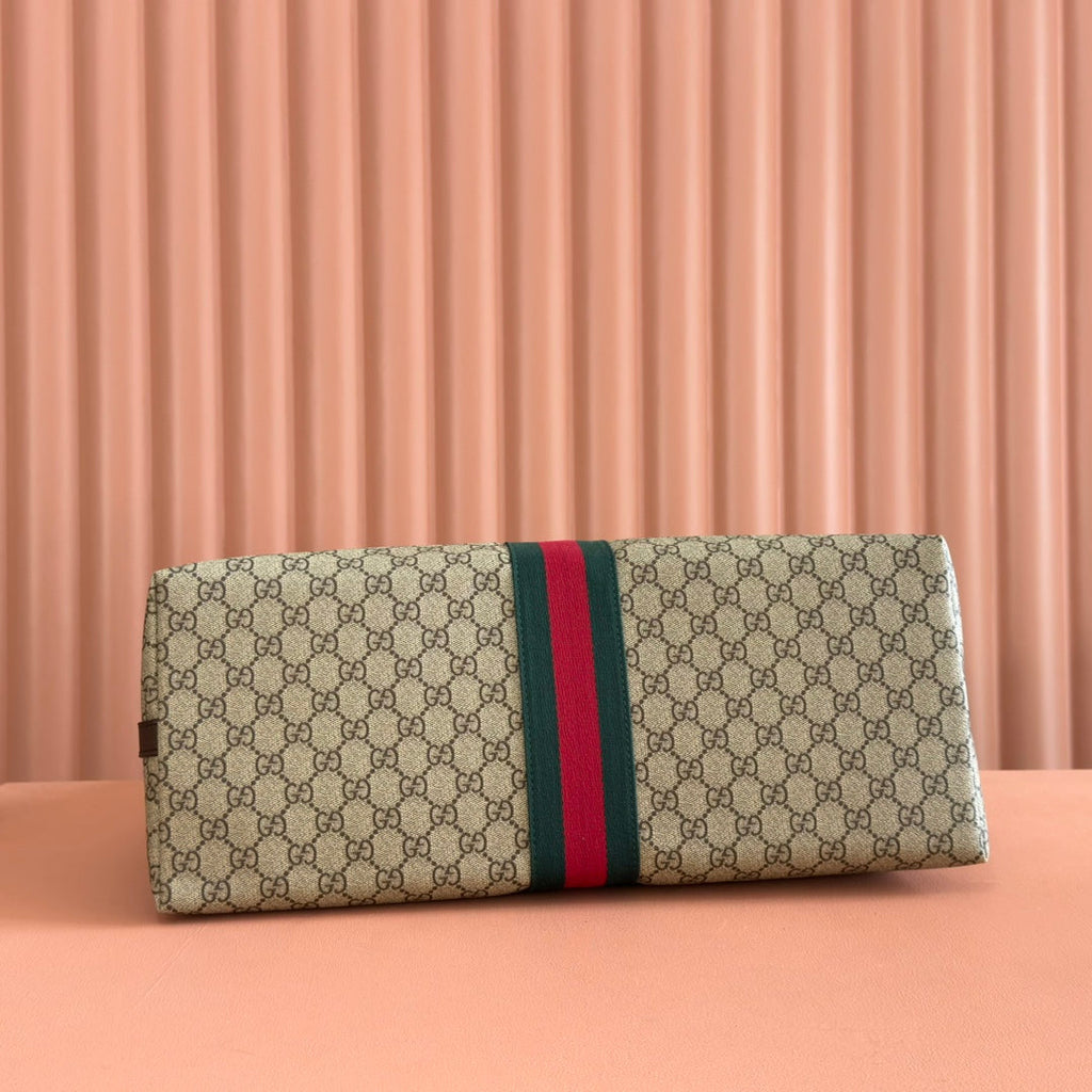 Gucci 25S Savoy Large Bag 48 in Beige and Ebony Supreme Canvas
