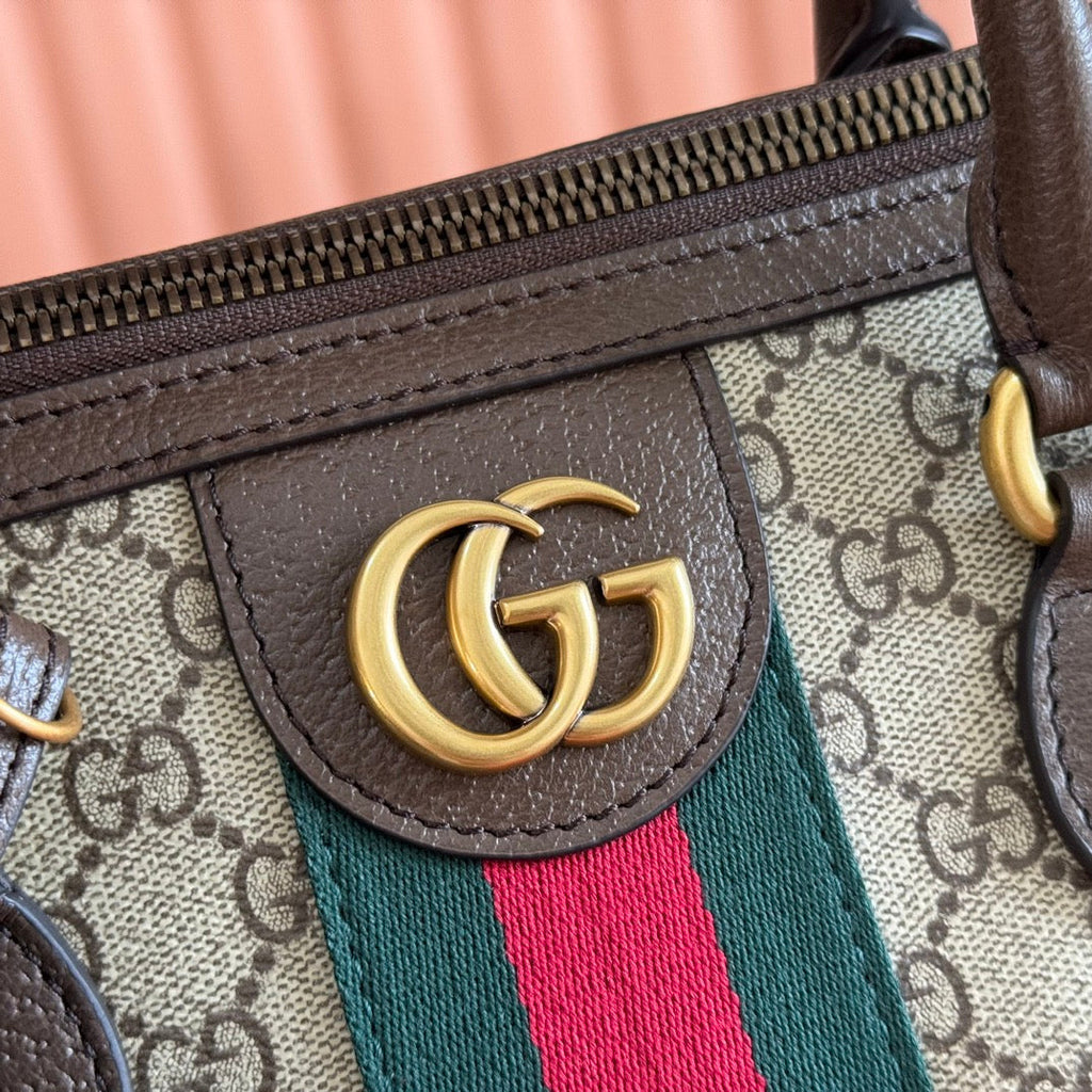 Gucci 25S Savoy Large Bag 48 in Beige and Ebony Supreme Canvas