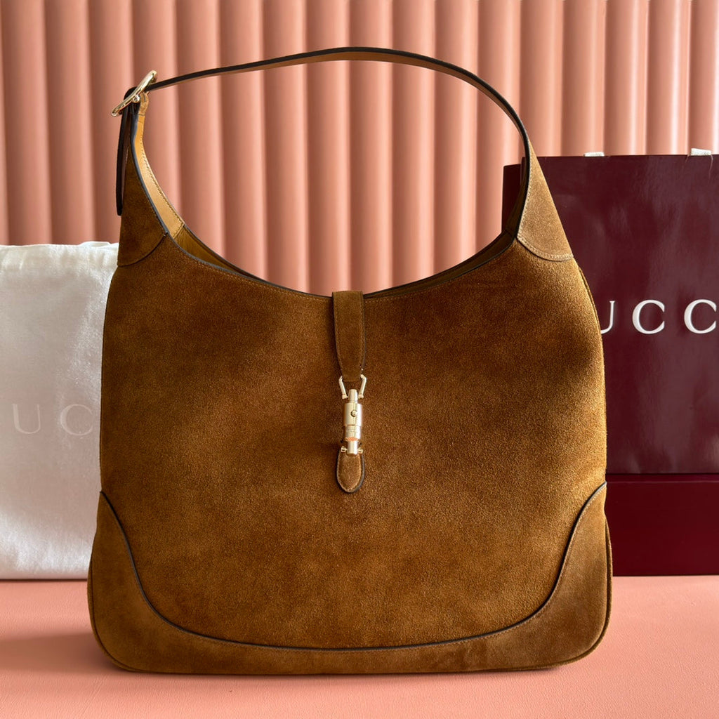 Gucci 25S Jackie Giorno 44 cm in Brown Suede Bag