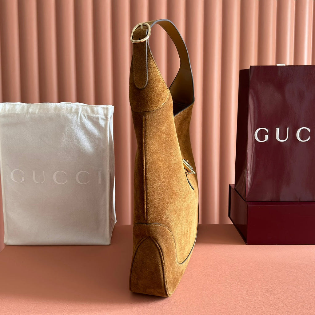 Gucci 25S Jackie Giorno 44 cm in Brown Suede Bag