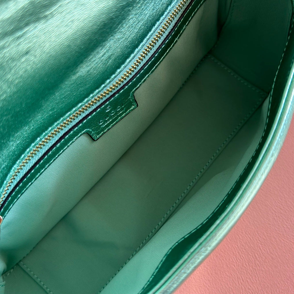 Gucci 26S Marmont Bag 26 in Metallic Pale Green Lambskin