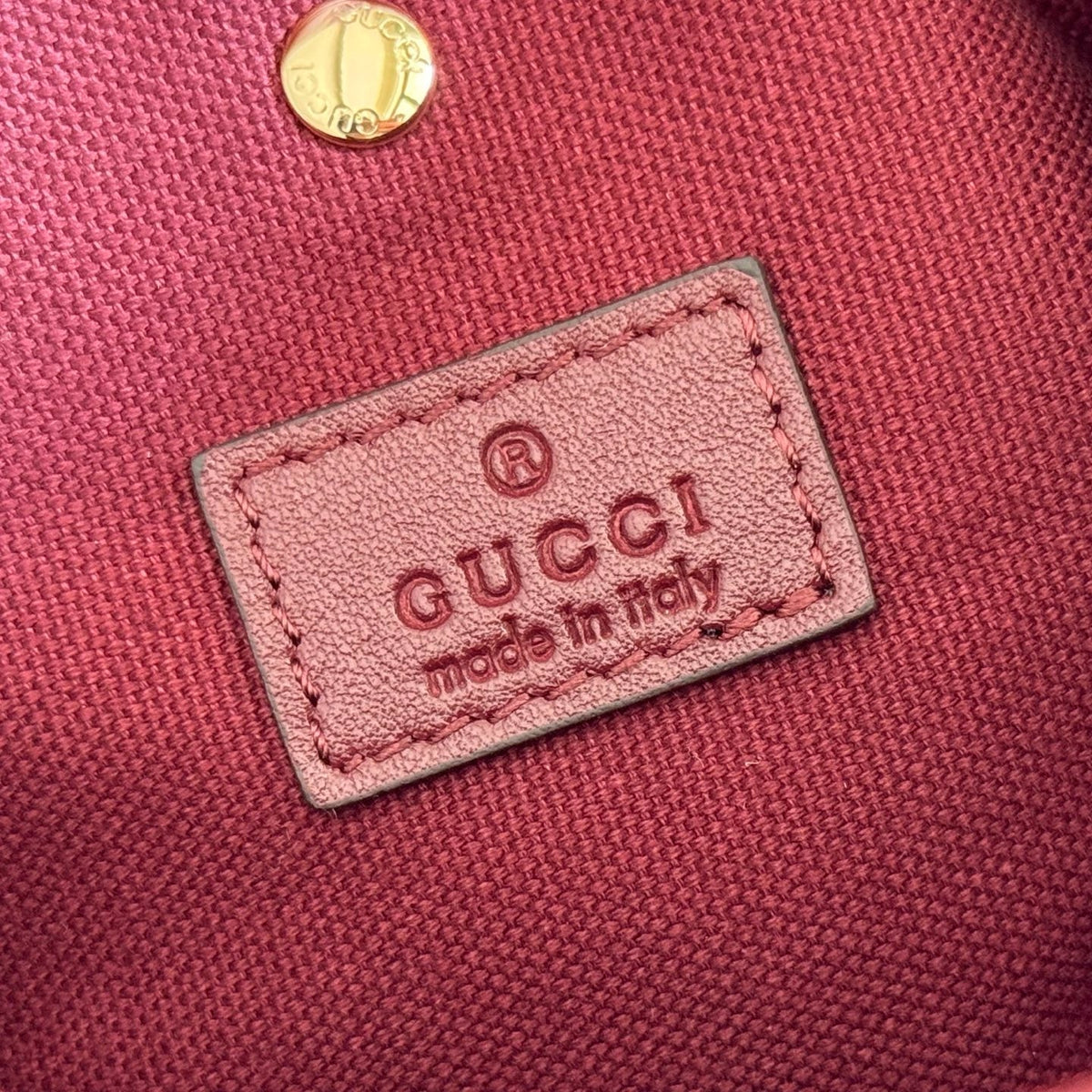 Gucci 26S Emblem Bucket Bag 19 in Dark Red Coated Fabric