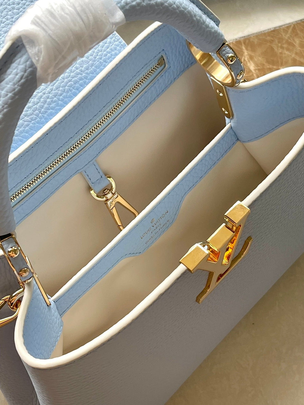 Louis Vuitton Capucines BB 26 in Candy Blue Taurillon Gold Hardware Bag