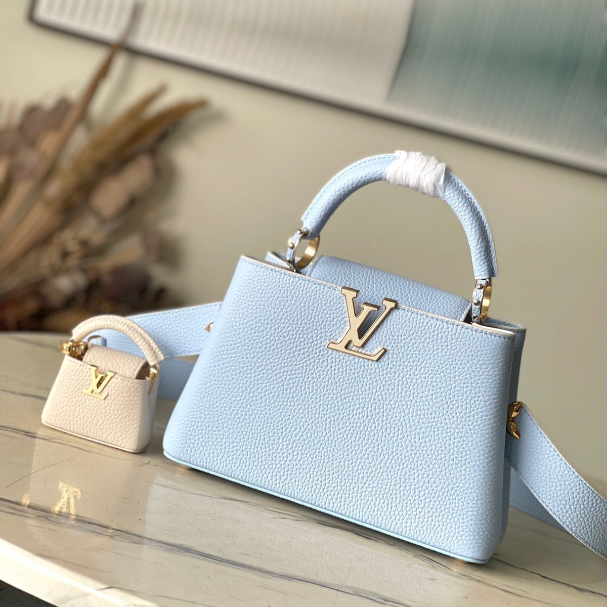 Louis Vuitton Capucines BB 26 in Candy Blue Taurillon Gold Hardware Bag