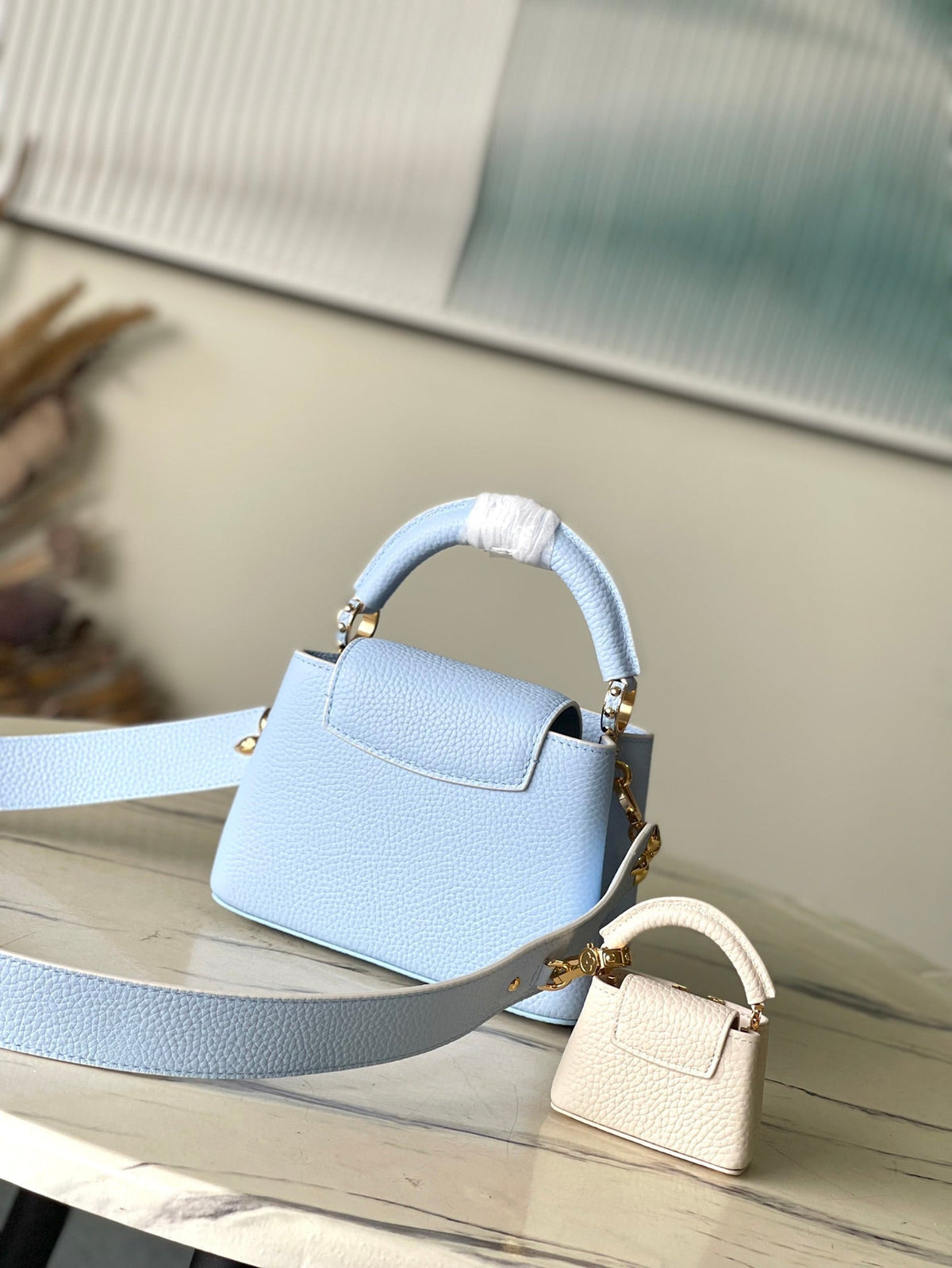 Louis Vuitton Capucines Mini 21 in Candy Blue Taurillon Gold Hardware Bag