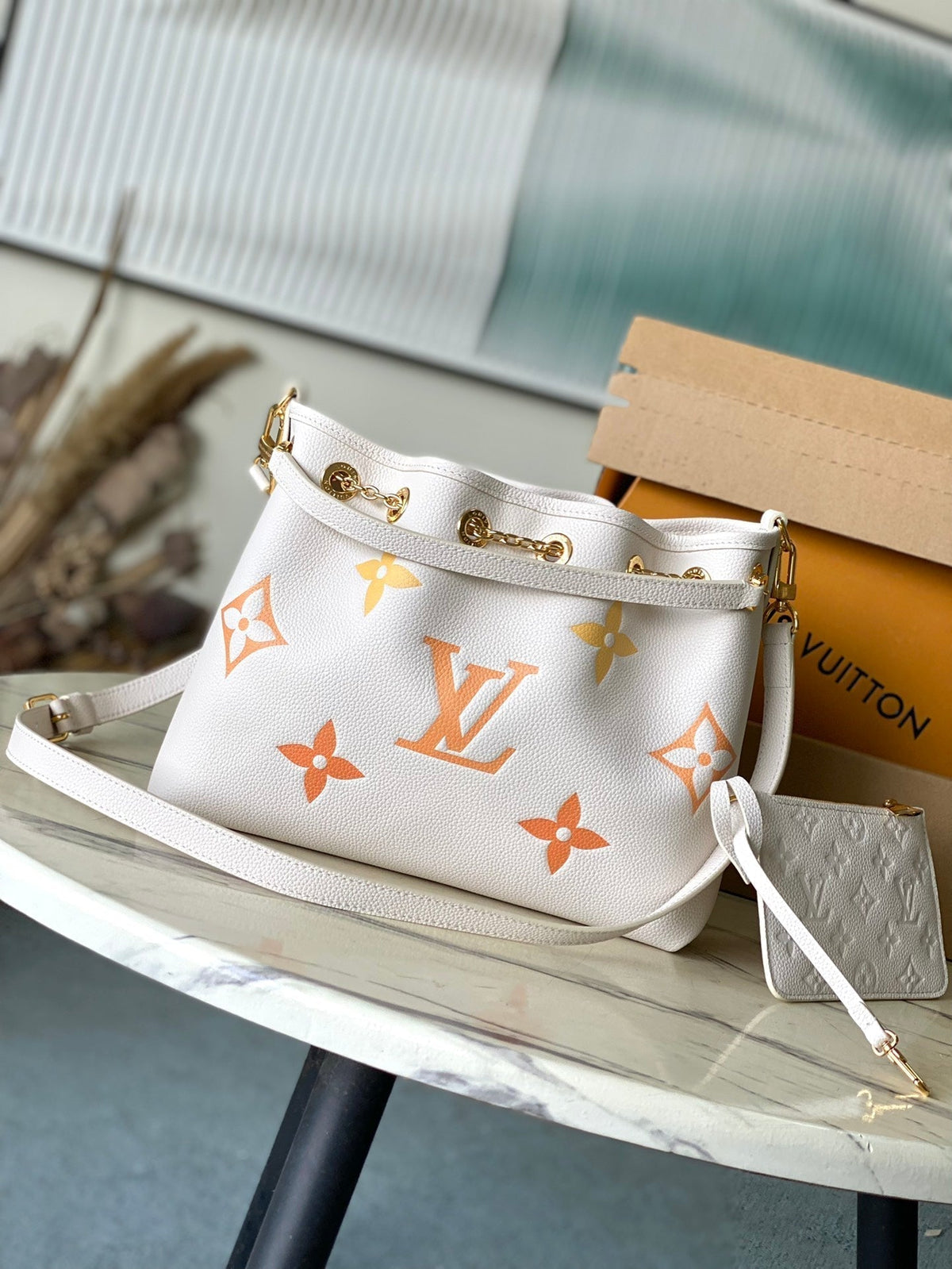 Louis Vuitton Bundle 28 in White Orange Monogram Empreinte Leather Gold Hardware Bag