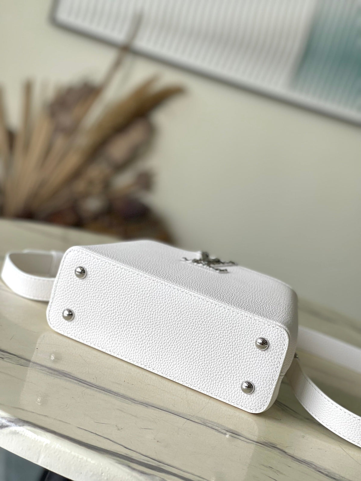 Louis Vuitton Capucines East-West Mini 22 in White Calfskin Silver Hardware Bag