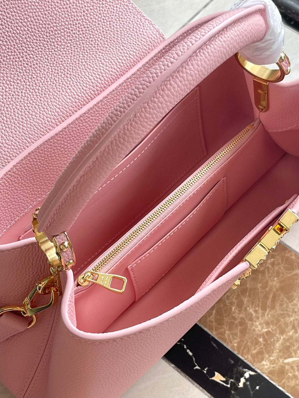 Louis Vuitton Capucines East-West 33 in Blush Pink Calfskin Gold Hardware Bag