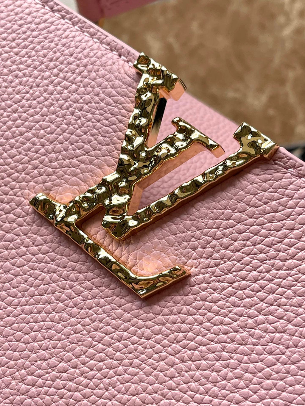 Louis Vuitton Capucines East-West 33 in Blush Pink Calfskin Gold Hardware Bag