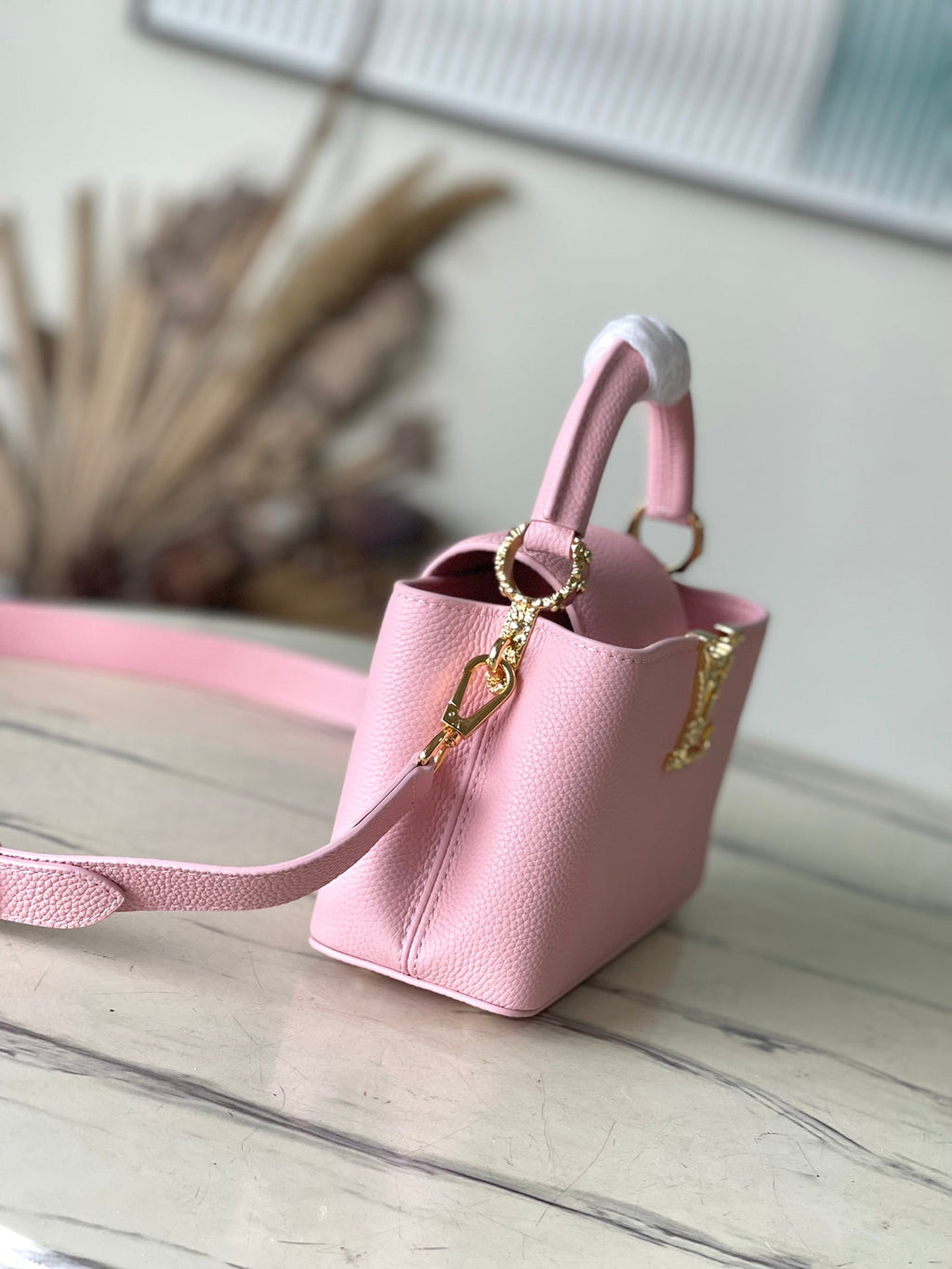 Louis Vuitton Capucines East-West Mini 22 in Blush Pink Calfskin Gold Hardware Bag