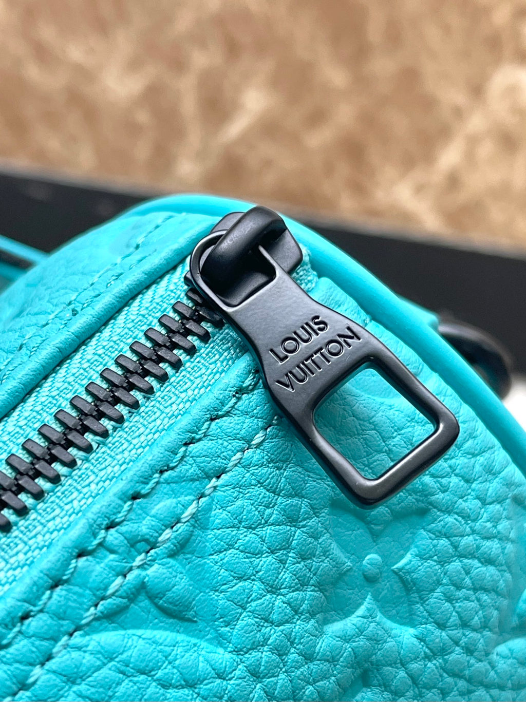 Louis Vuitton Keepall Bandoulière 25 in Turquoise Blue Monogram Embossed Calfskin Bag