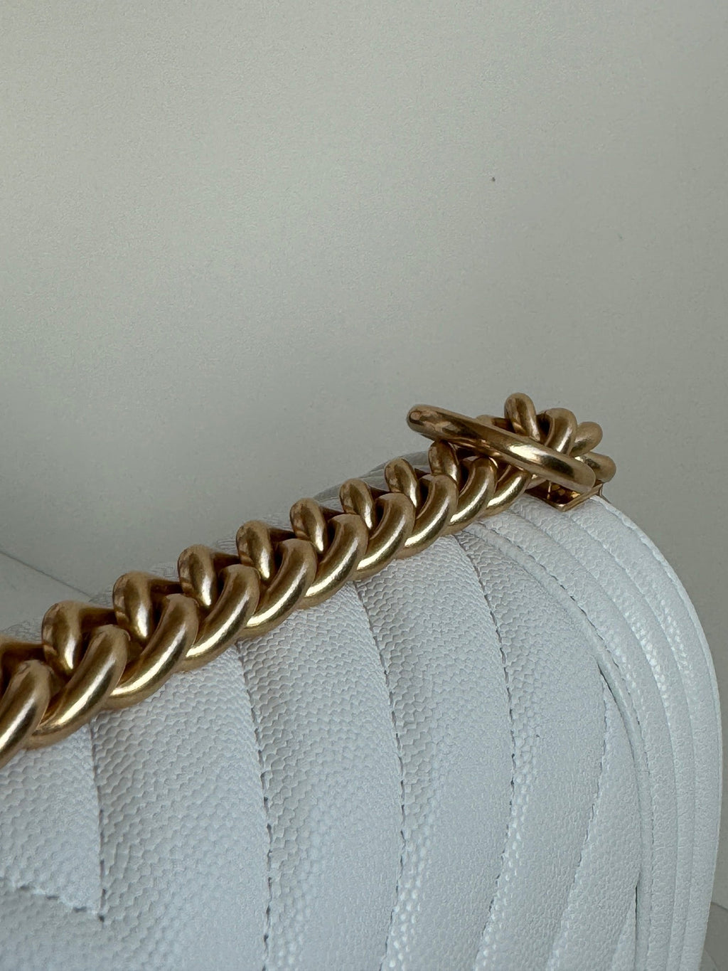 Chanel Boy 25S 25 cm in White Lambskin with Gold Hardware Bag