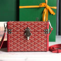 Goyard Cassette Trunk Bag 21 in Burgundy Red Goyardine Canvas & Clamecy Cowhide