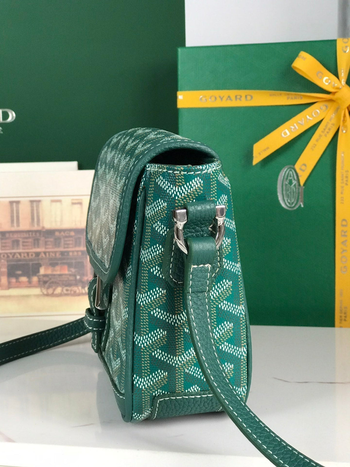 Goyard Grand Bleu 16 in Green Goyardine Canvas and Lambskin Bag
