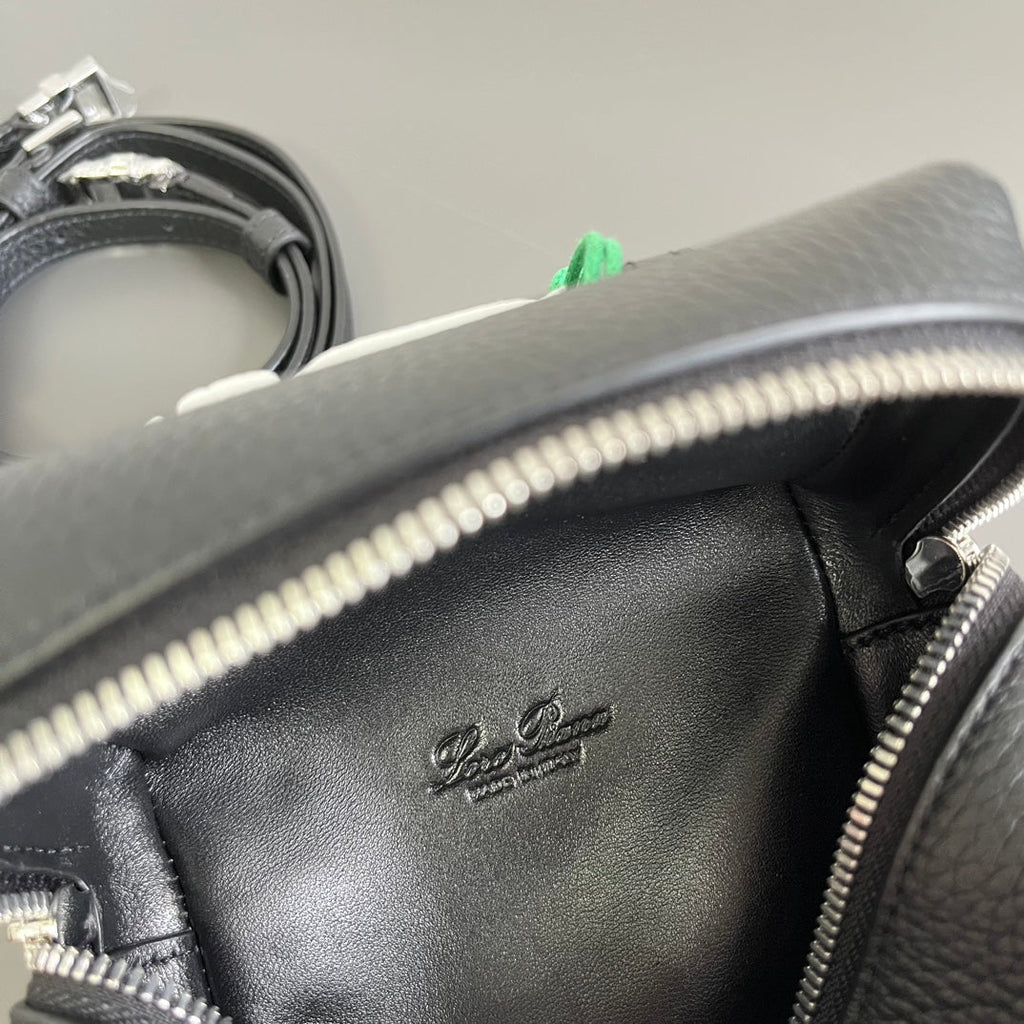 Loro Piana Extra Pocket L12 in Black Calfskin with Silver Hardware Bag