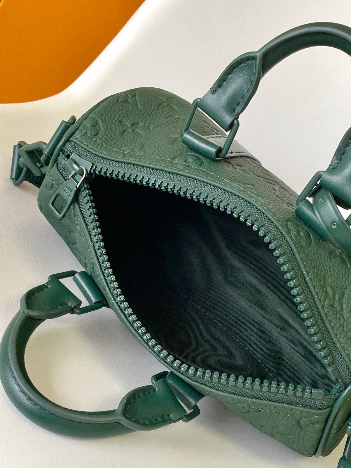 Louis Vuitton Keepall Bandoulière 25 in Forest Green Monogram Embossed Calfskin Bag