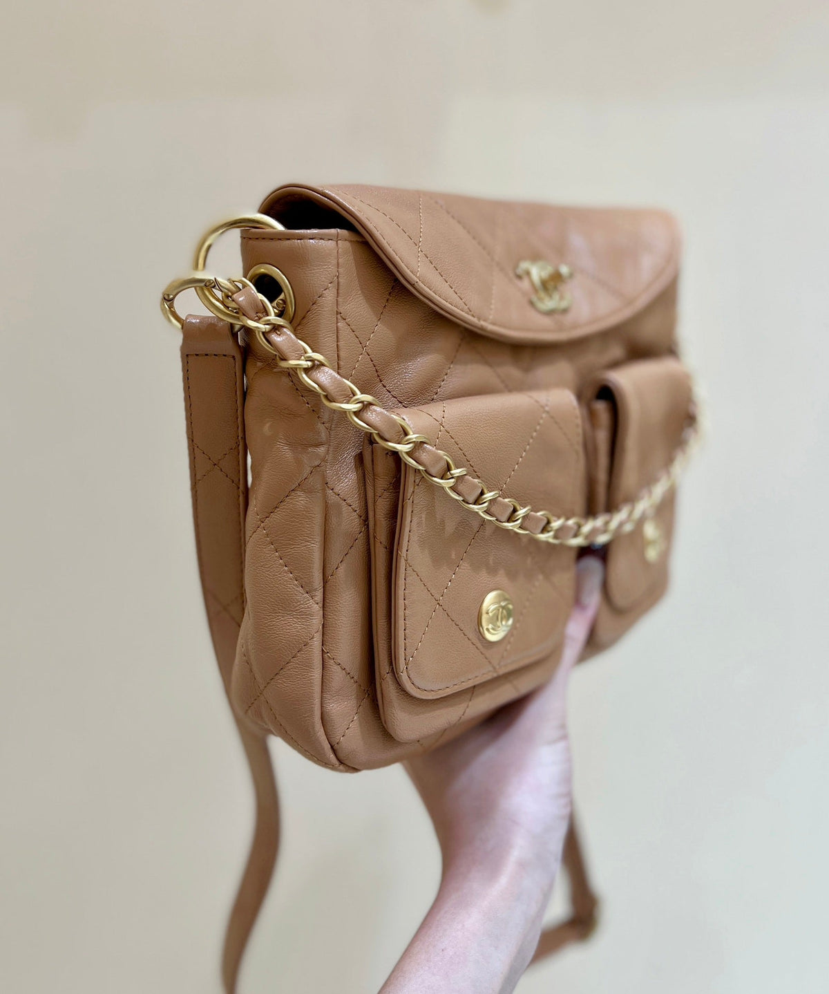 Chanel 25S Hobo Retro Bag 24 in Warm Taupe Calfskin