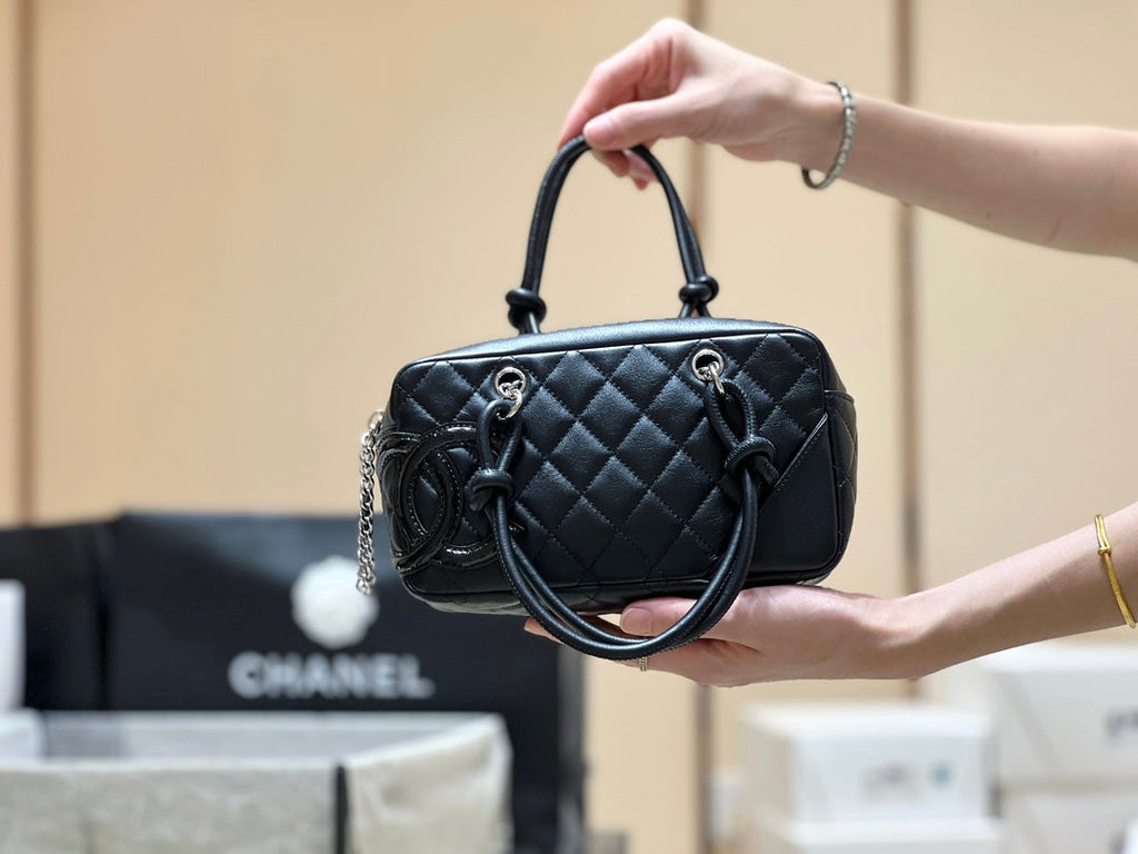 Chanel 25S Cambon Boston Bag 27 in Full Black Calfskin