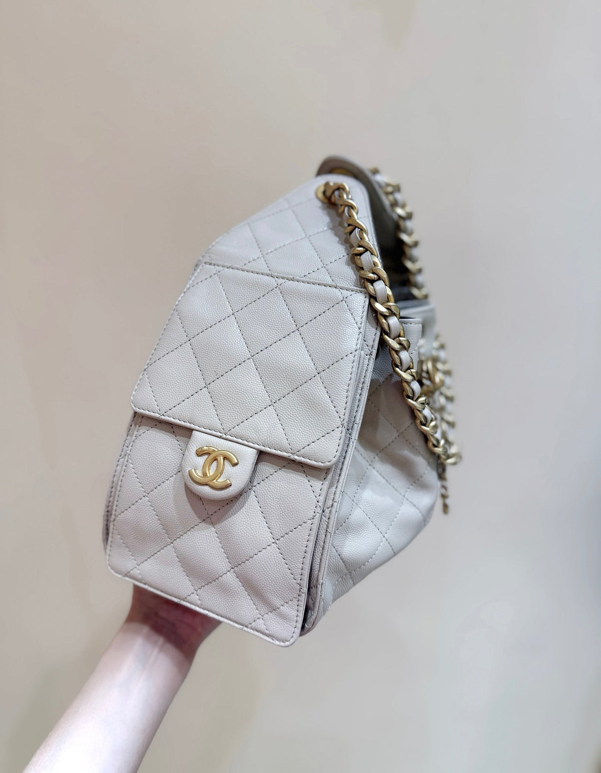 Chanel 25 Handbag in Cream 30 Grained Calfskin Gold Hardware