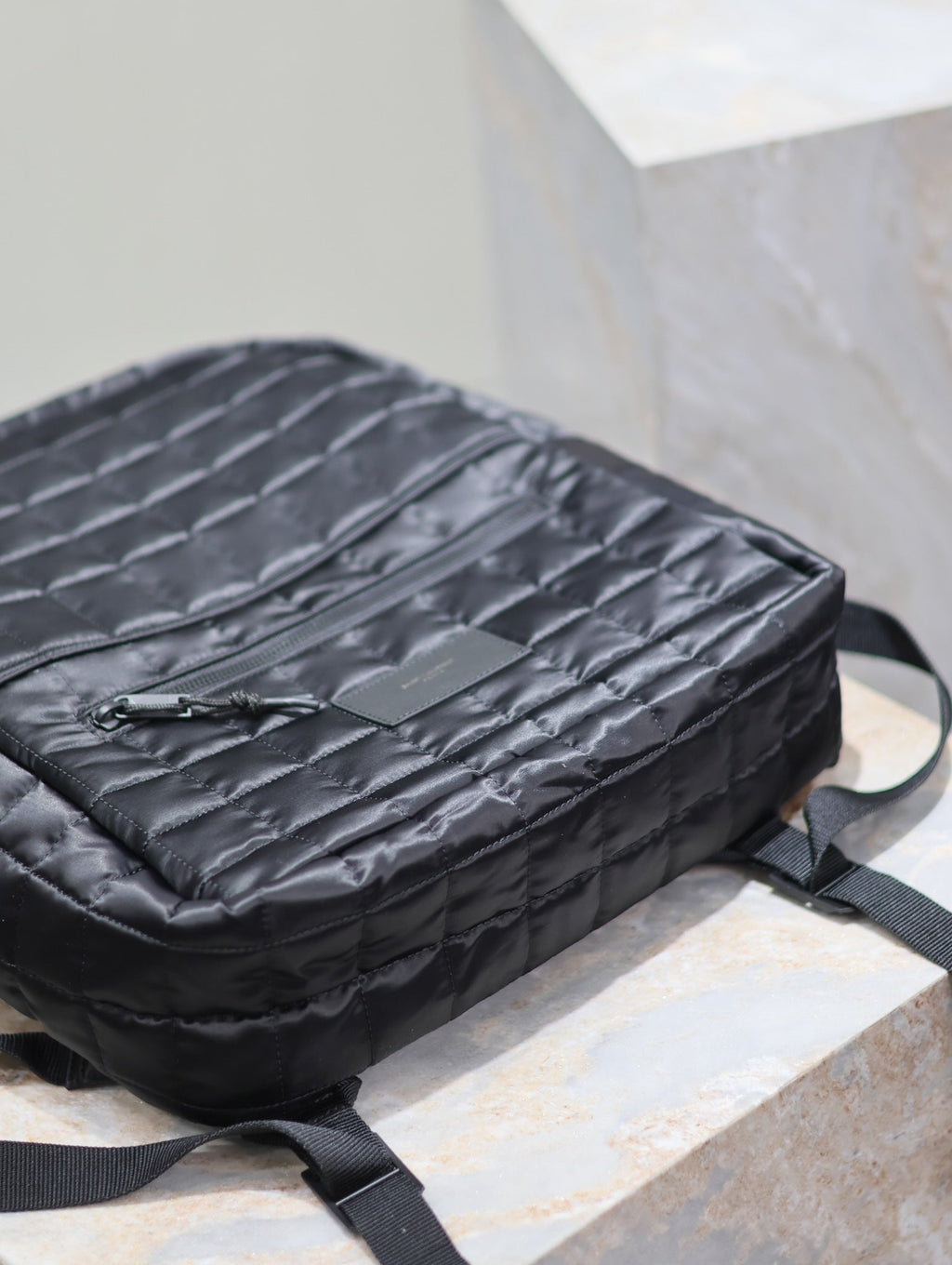 Saint Laurent Backpack 37 in Black Plaid Nylon