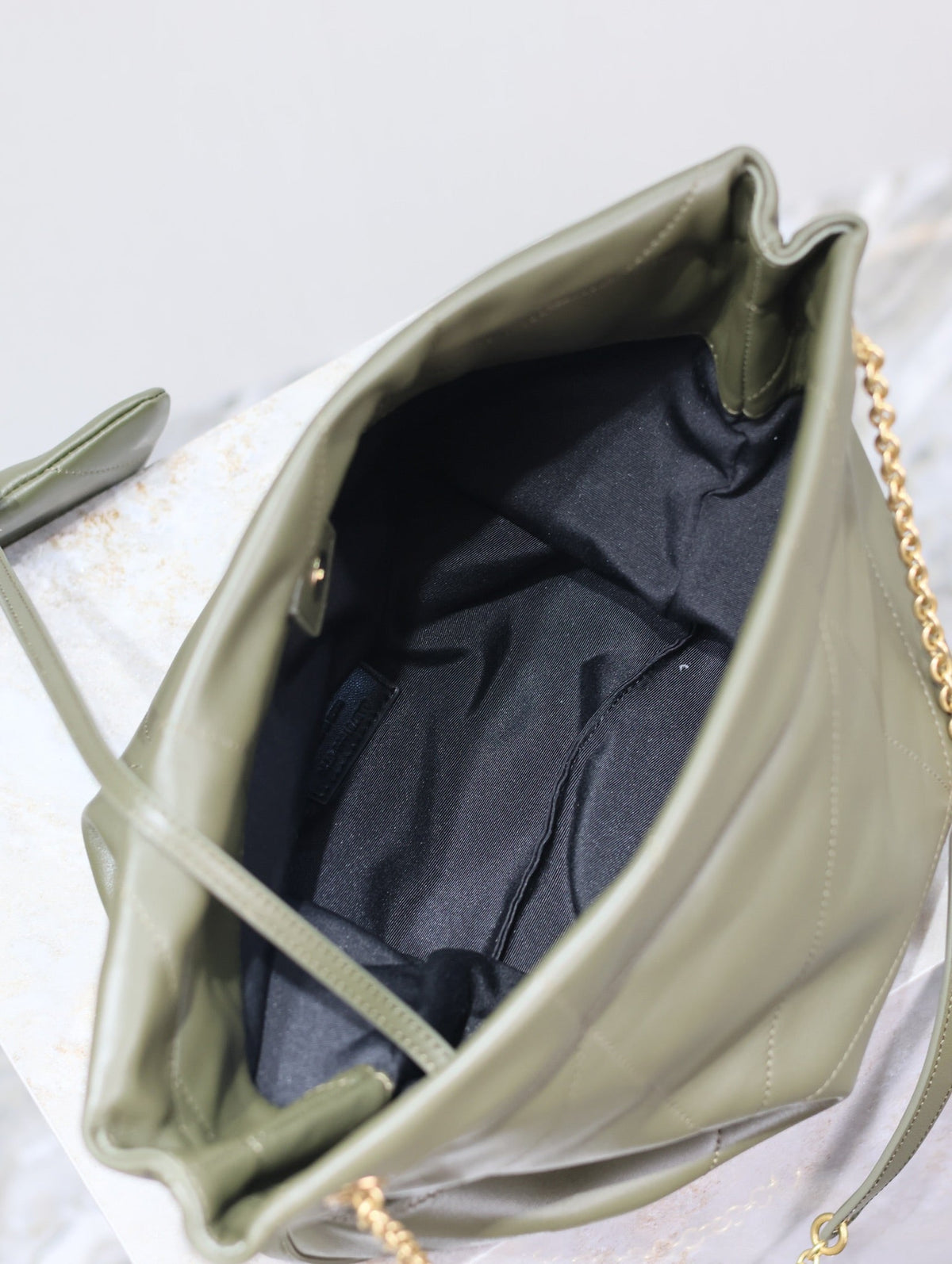 Saint Laurent Jamie Pochon 38 in Army Green Lambskin Gold Hardware Bag
