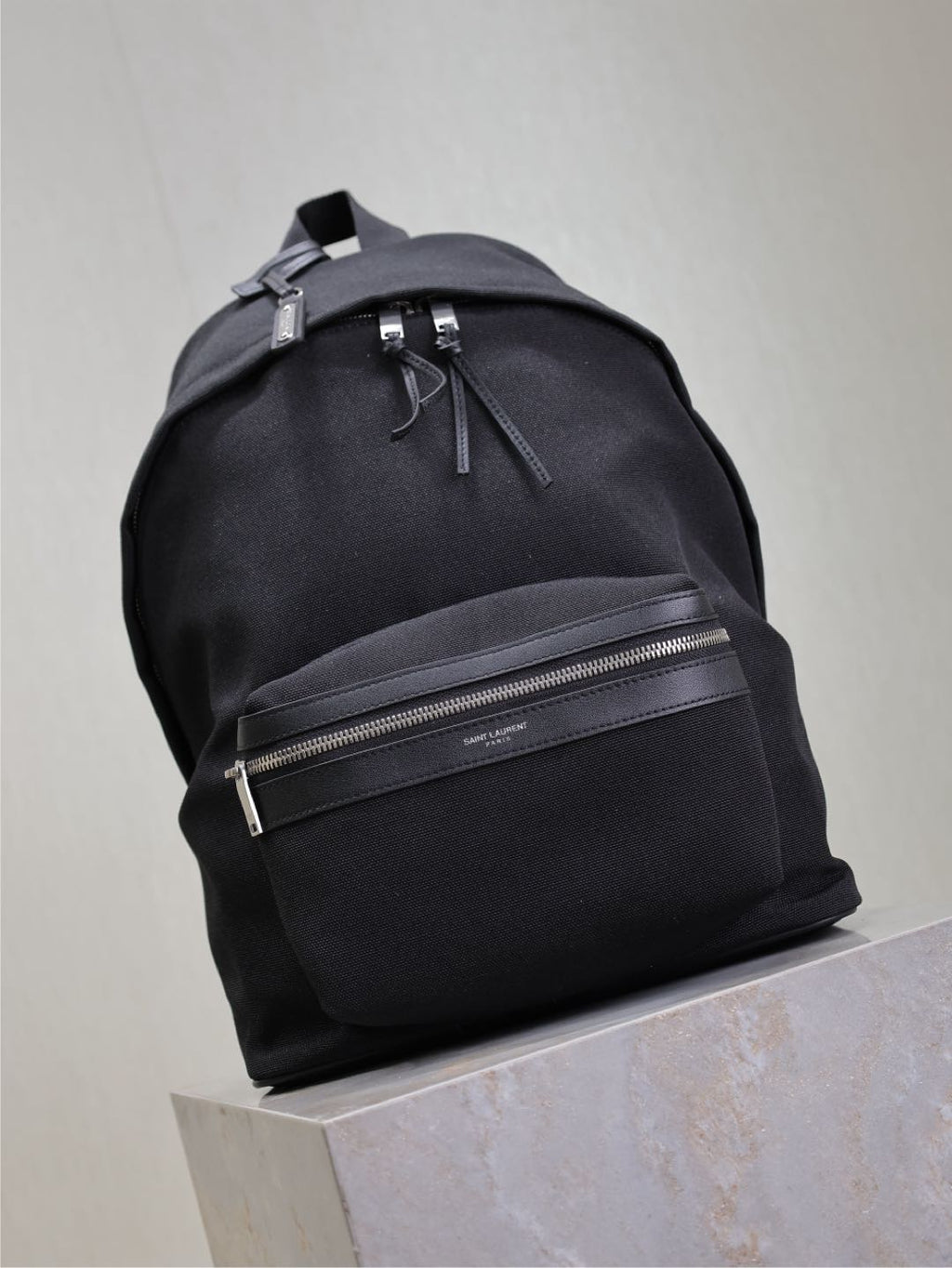 Saint Laurent City Backpack 35 in Black Canvas