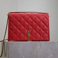 Saint Laurent Becky 25 in Red Quilted Lambskin Gold Hardware Bag