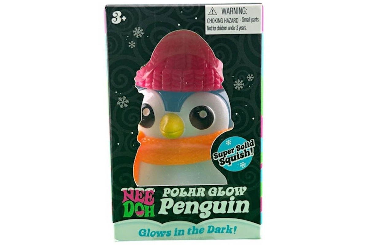 NeeDoh Polar Glow Penguin (Super Solid Squish Sticker) Squishy Fidget Toy Blue