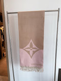 Louis Vuitton Dusty Pink Monogram Fringed Scarf — hero