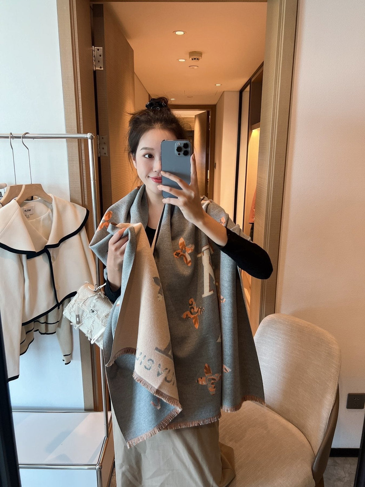 Louis Vuitton Monogram Floral Shawl — model