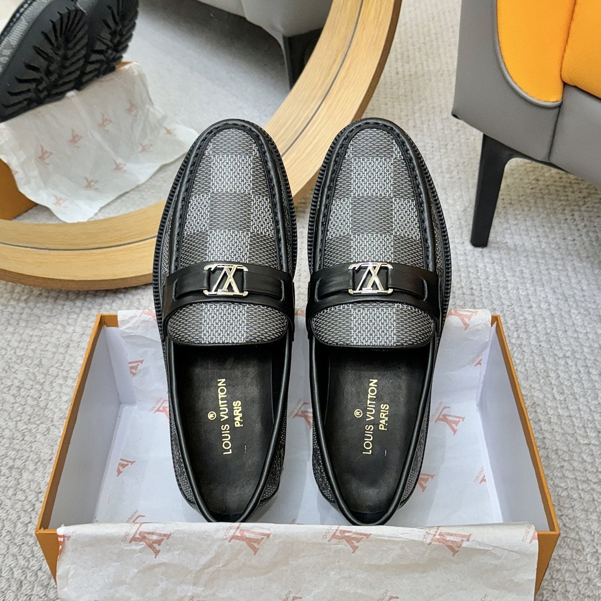 Louis Vuitton Checkered Lug Sole Loafers — front