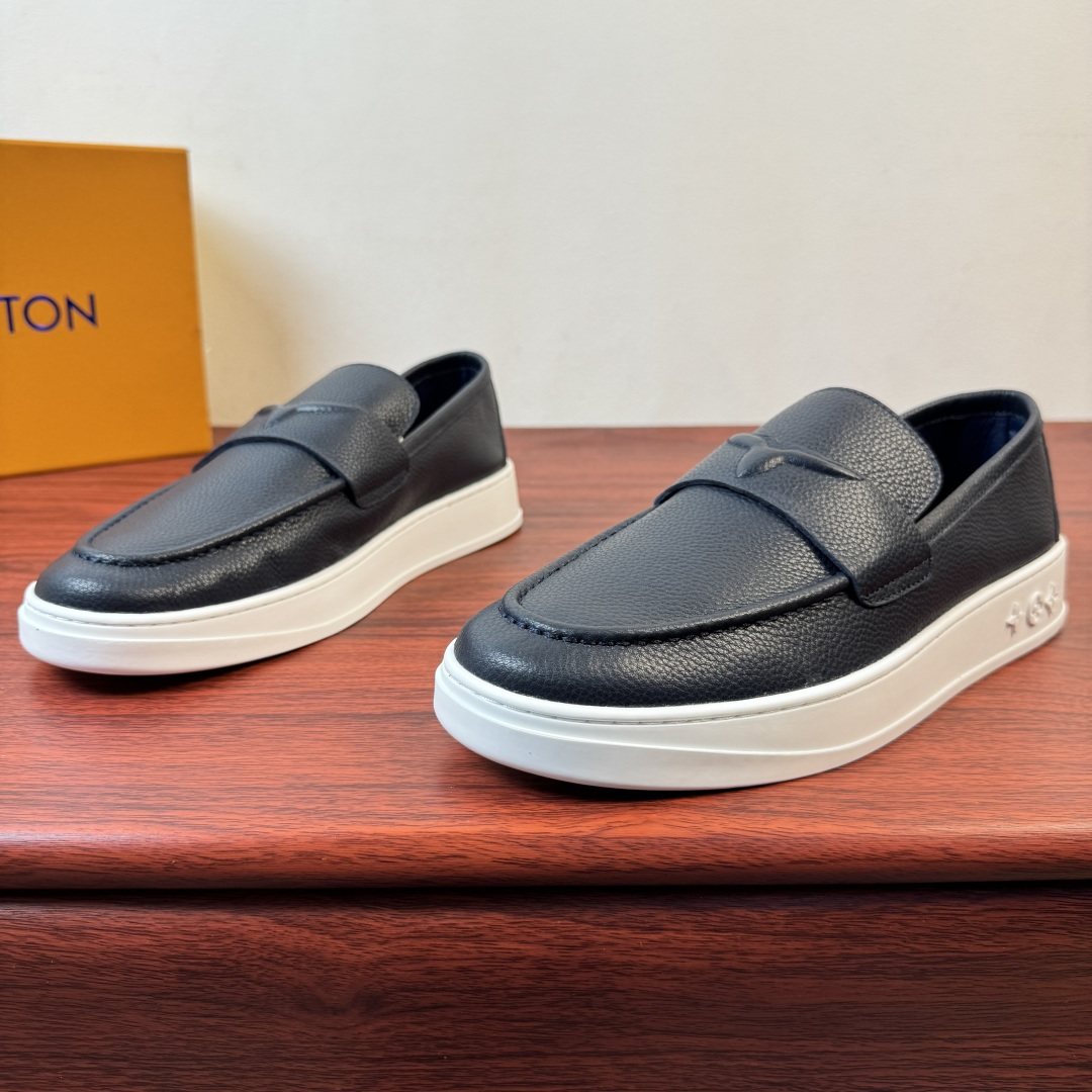 Louis Vuitton White Slip-On Loafers — front