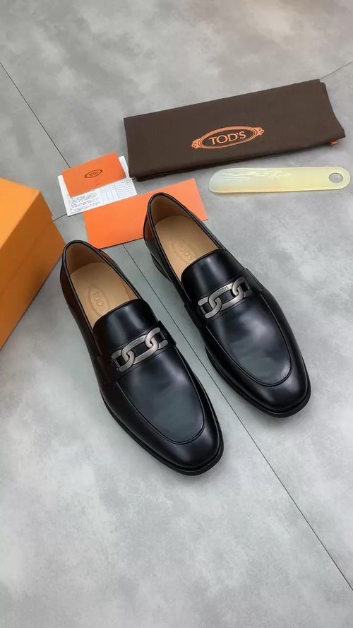 TOD'S Black Metal-Accent Loafers — front