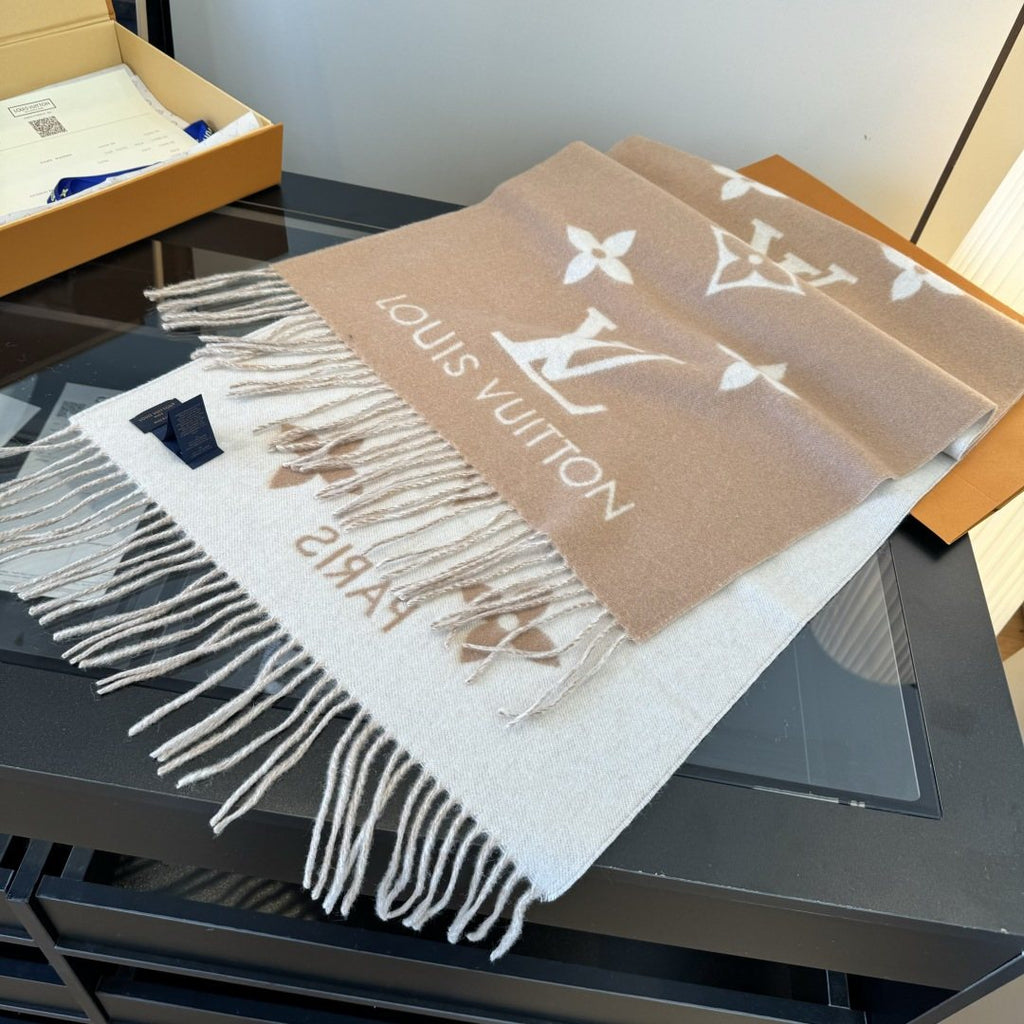 Louis Vuitton Monogram Fringed Scarf — front