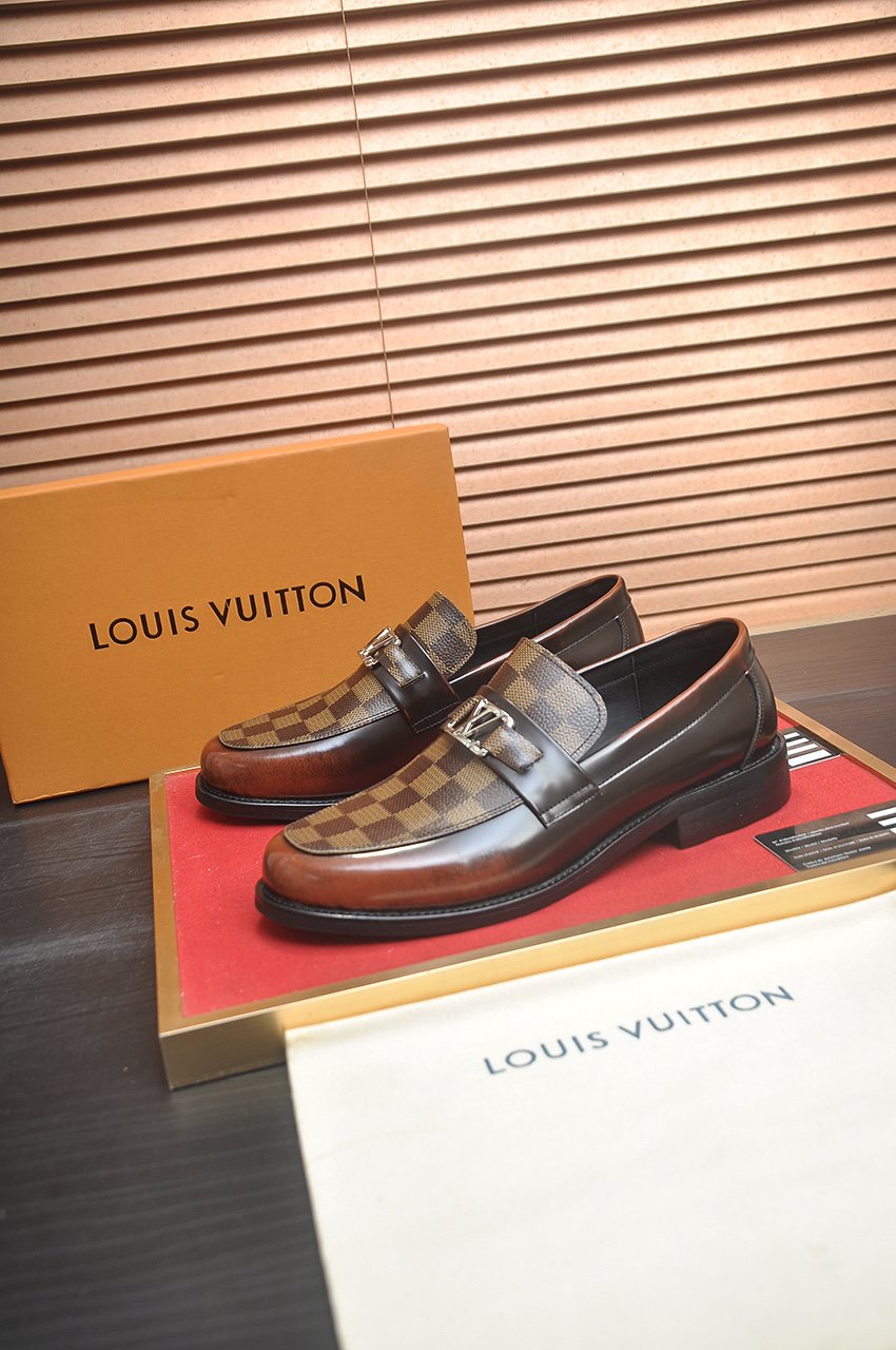 Louis Vuitton Checkered Buckle Loafers — front