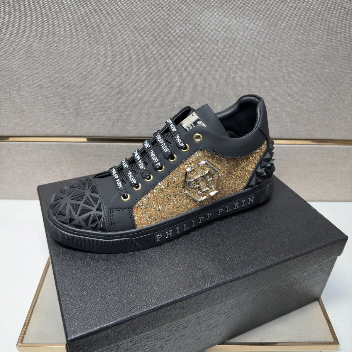 Philipp Plein Textured Logo High-Top Sneakers — front