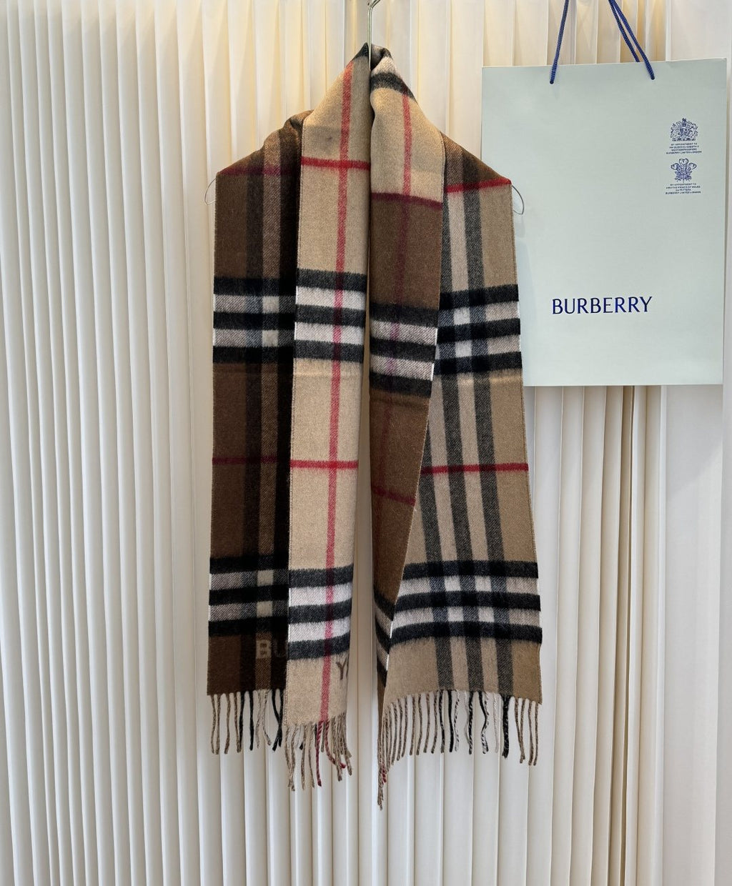 Burberry Fringed Plaid Scarf — front
