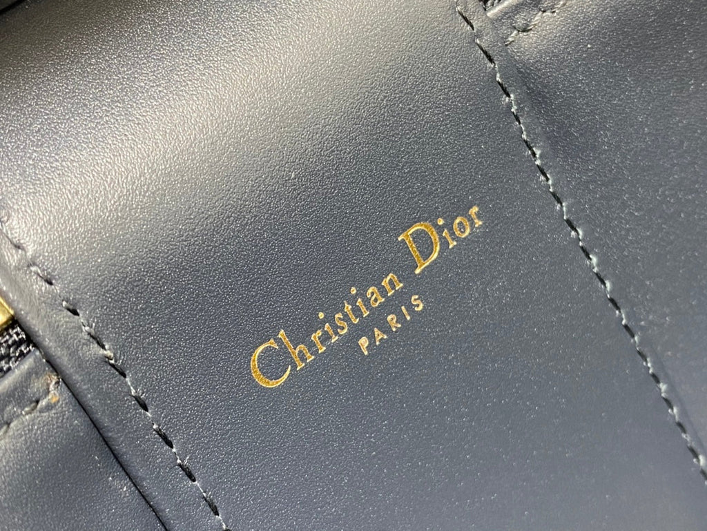 Dior CD Signature Vanity 16cm Blue Oblique Embroidery Bag