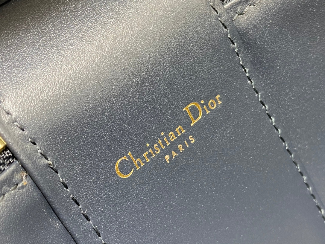 Dior CD Signature Vanity 16cm Blue Oblique Embroidery Bag