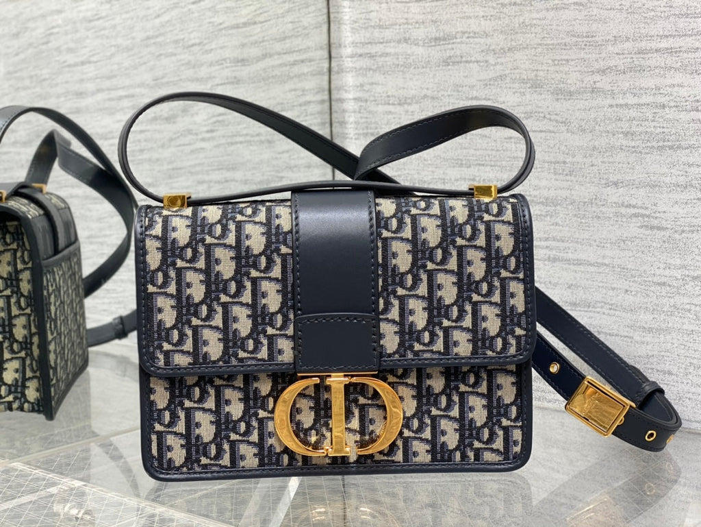 Dior 30 Montaigne 24cm Blue Oblique Embroidery Bag
