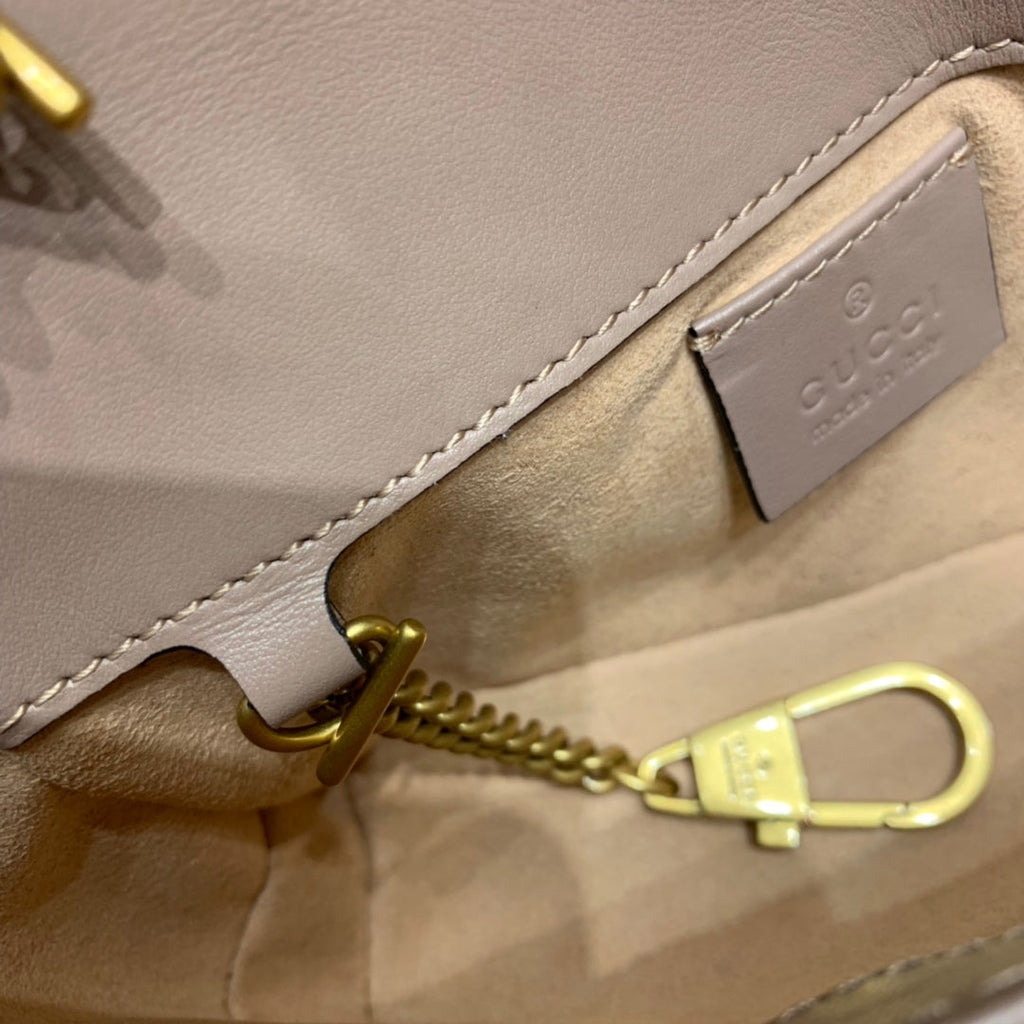 Gucci Marmont Mini 16.5cm Dark Beige Calfskin Gold Hardware Bag